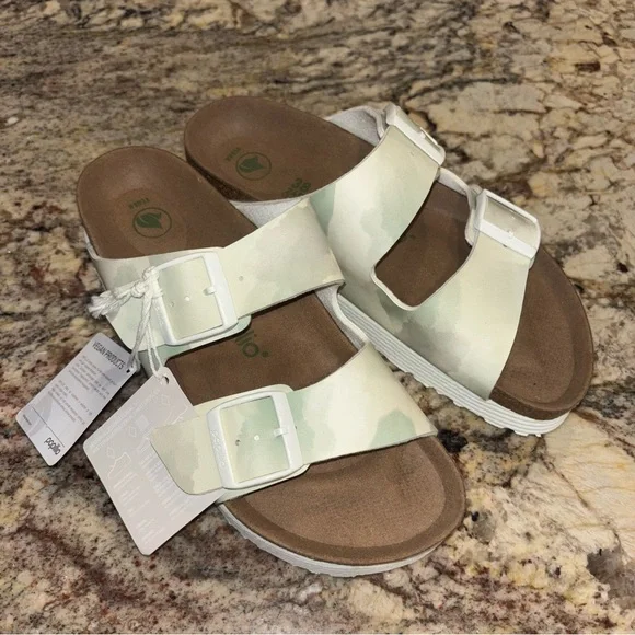 Birkenstock Papillio Green and Cream Sandals NEW - Picture 5 of 11